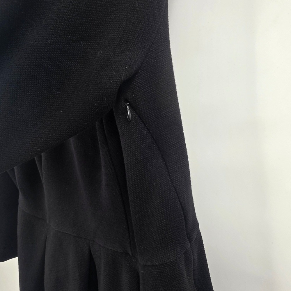 BODEN LINDSEY PONTE DRESS WOMENS SIZE 14R BLACK PLEATED TEXTURED SCOOP NECK KNEE - Picture 4 of 16